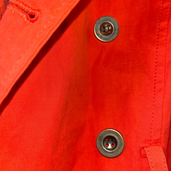 Tulle Orange Red Ruffle Trench Coat with Belt Size Medium - Picture 5 of 6